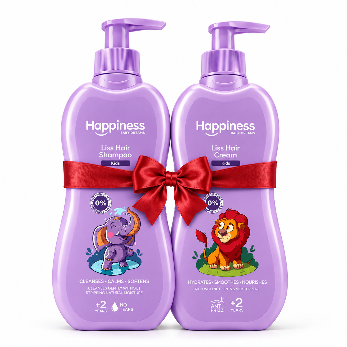 Happiness Liss Shampoo 400ml + Happiness Liss Cream 400ml + FREE BRUSH