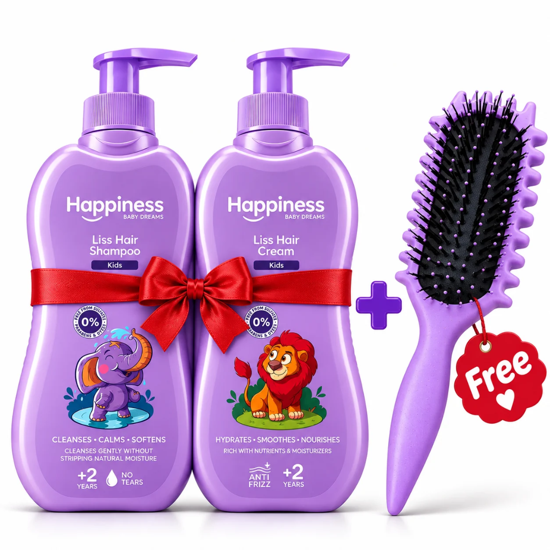 Happiness Liss Shampoo 400ml + Happiness Liss Cream 400ml + FREE BRUSH