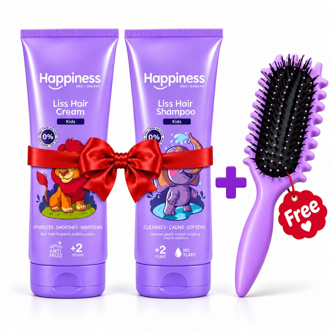 Happiness Liss Shampoo 200ml + Happiness Liss Cream 200ml + FREE BRUSH